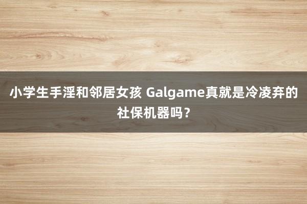 小学生手淫和邻居女孩 Galgame真就是冷凌弃的社保机器吗？